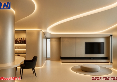 Phối Cảnh 3D Nội Thất Hiện Đại Cùng Tấm Ốp Than Tre