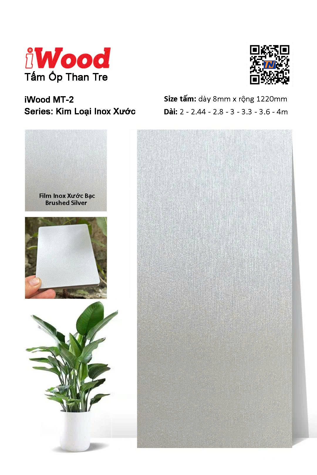 Tấm Ốp Than Tre Inox Xước MT-2