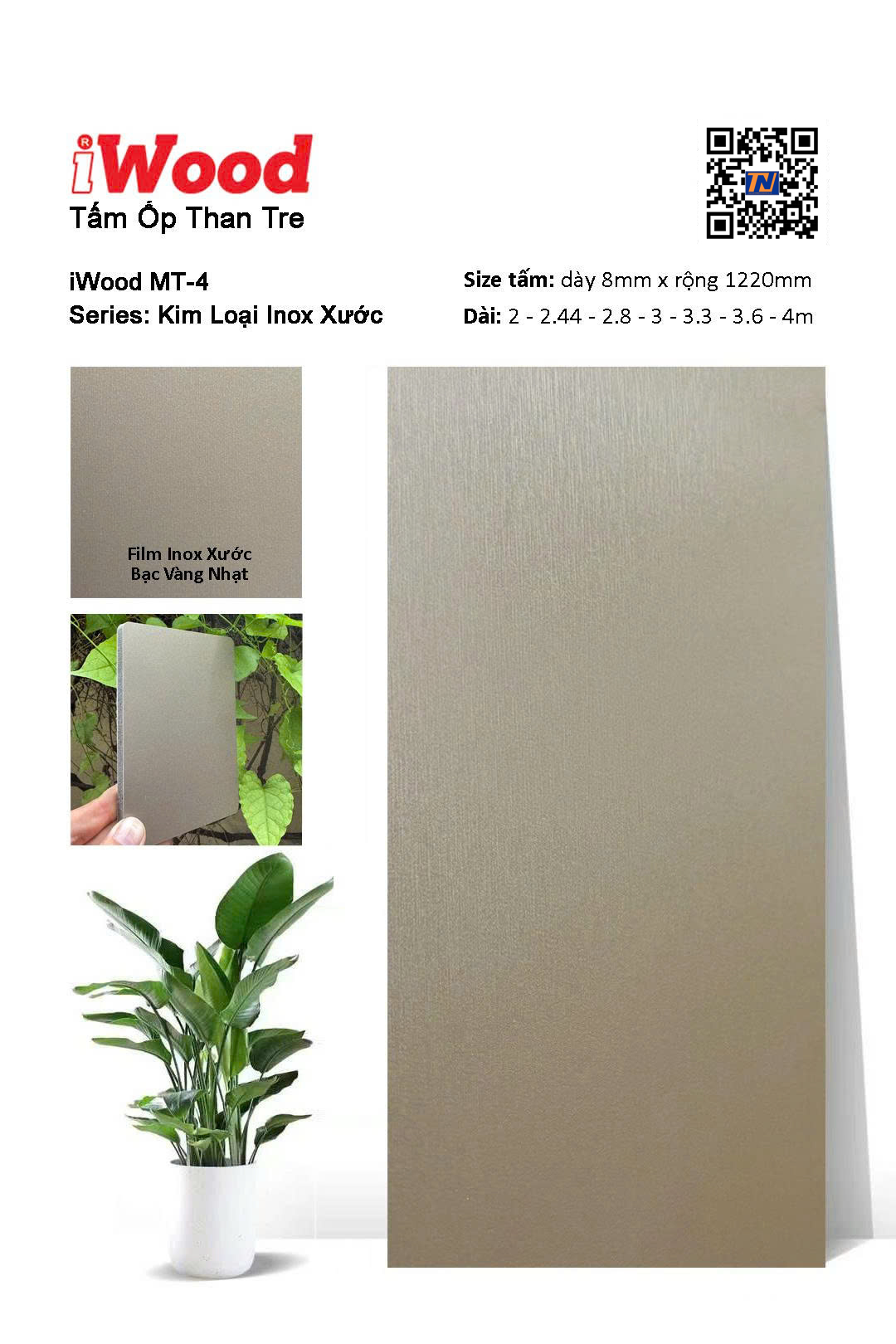 Tấm Ốp Than Tre Inox Xước MT-4