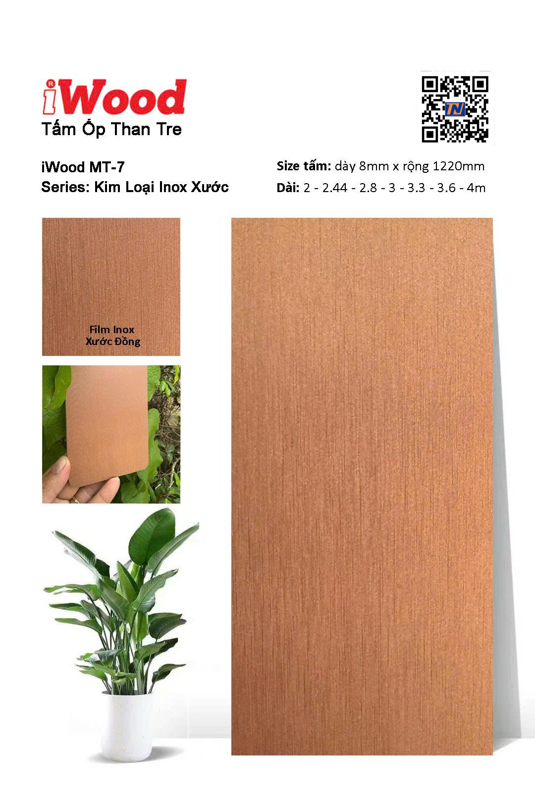 Tấm Ốp Than Tre Inox Xước MT-7