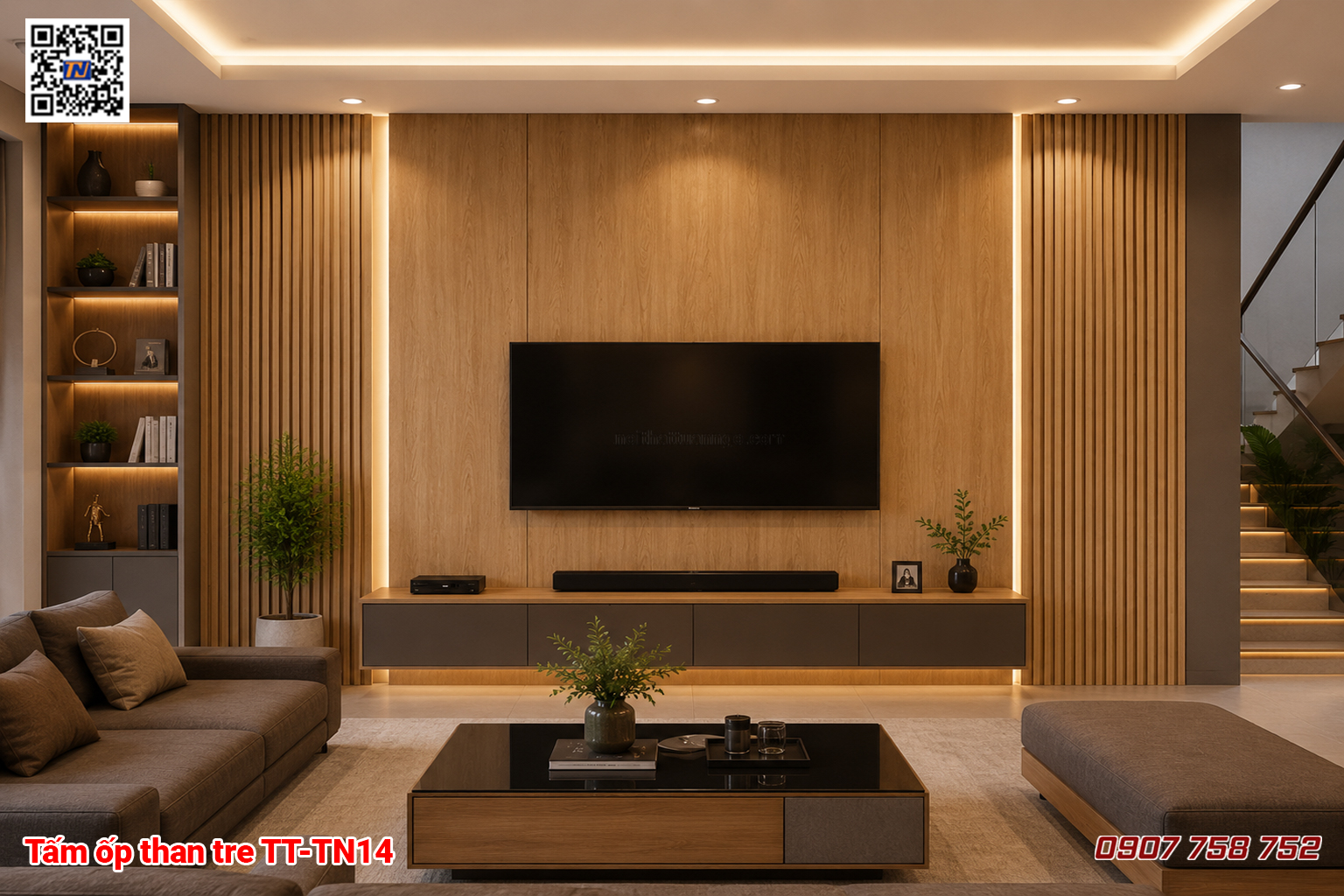 Tấm Ốp Than Tre Kết Hợp Lam Sóng Nhựa PVC