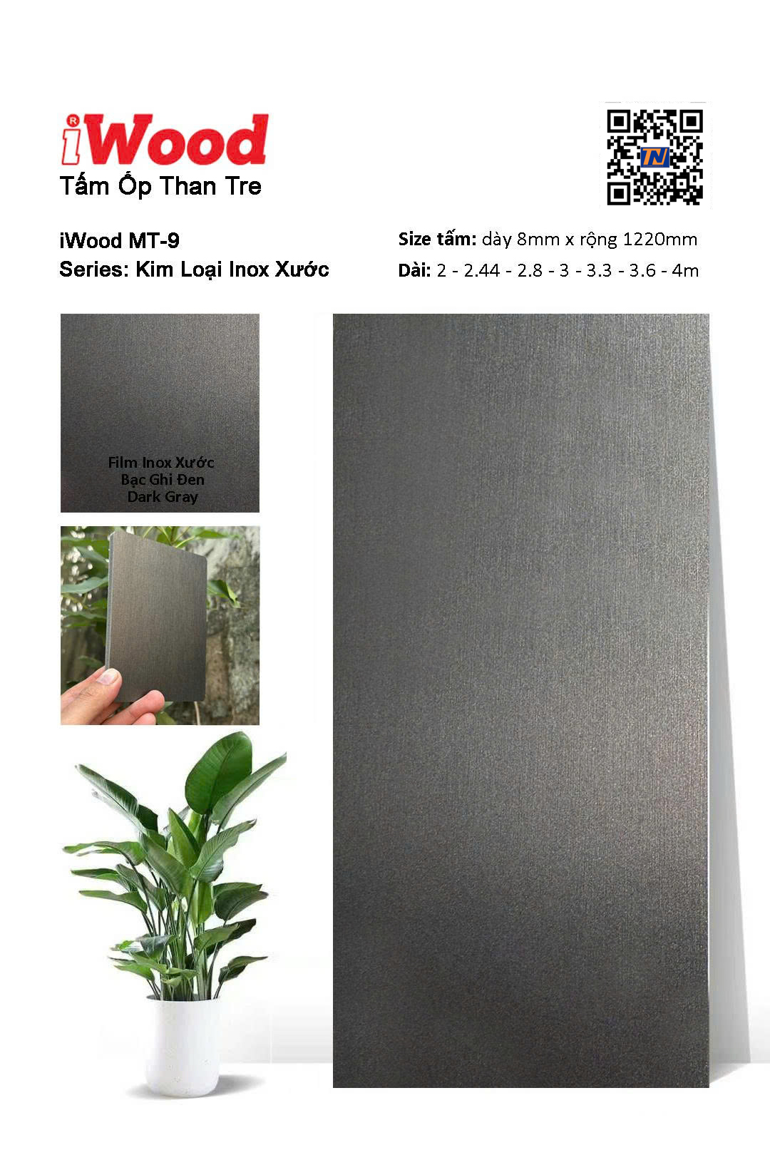 Tấm Ốp Than Tre Inox Xước MT-9