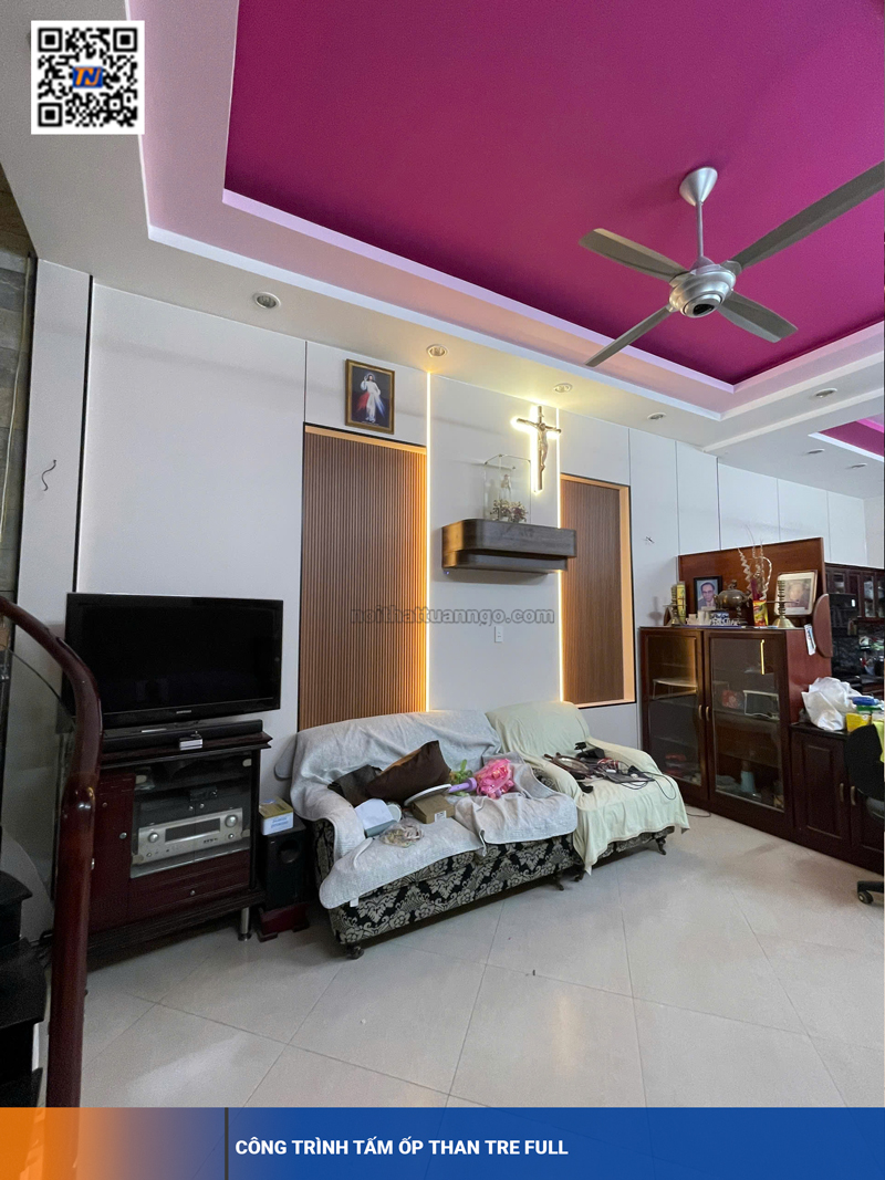 Công trình tấm ốp than tre full tường nội thất