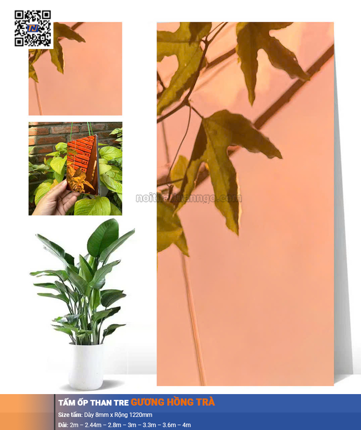 Tấm Ốp Than Tre Gương Hồng Trà