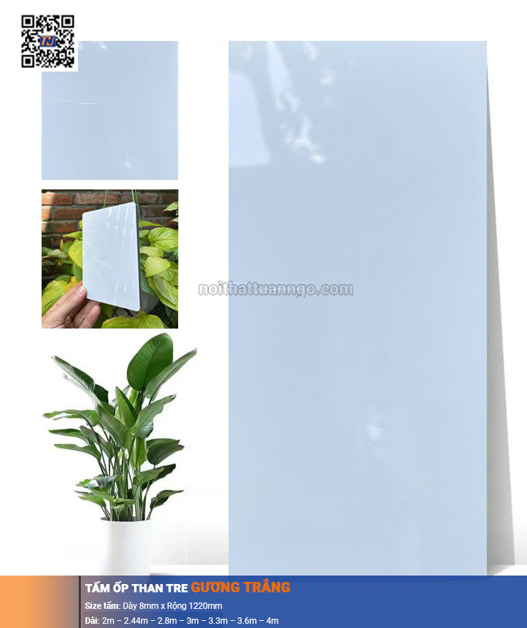 Tấm Ốp Than Tre Gương Trắng
