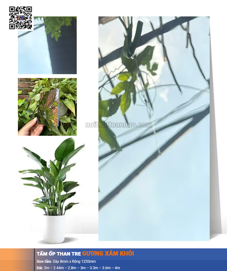 Tấm Ốp Than Tre Gương Xám Khói