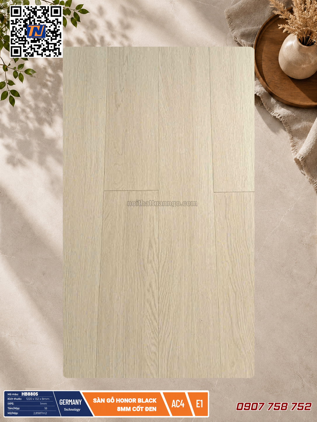 Sàn gỗ Honor cốt đen HB8805