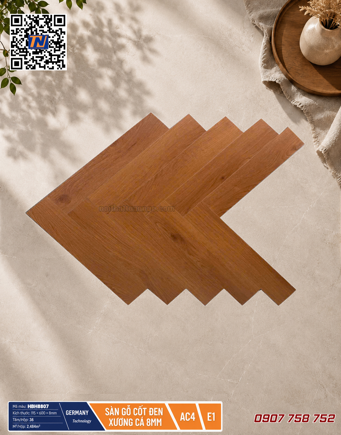 Sàn gỗ xương cá Honor HBH8807
