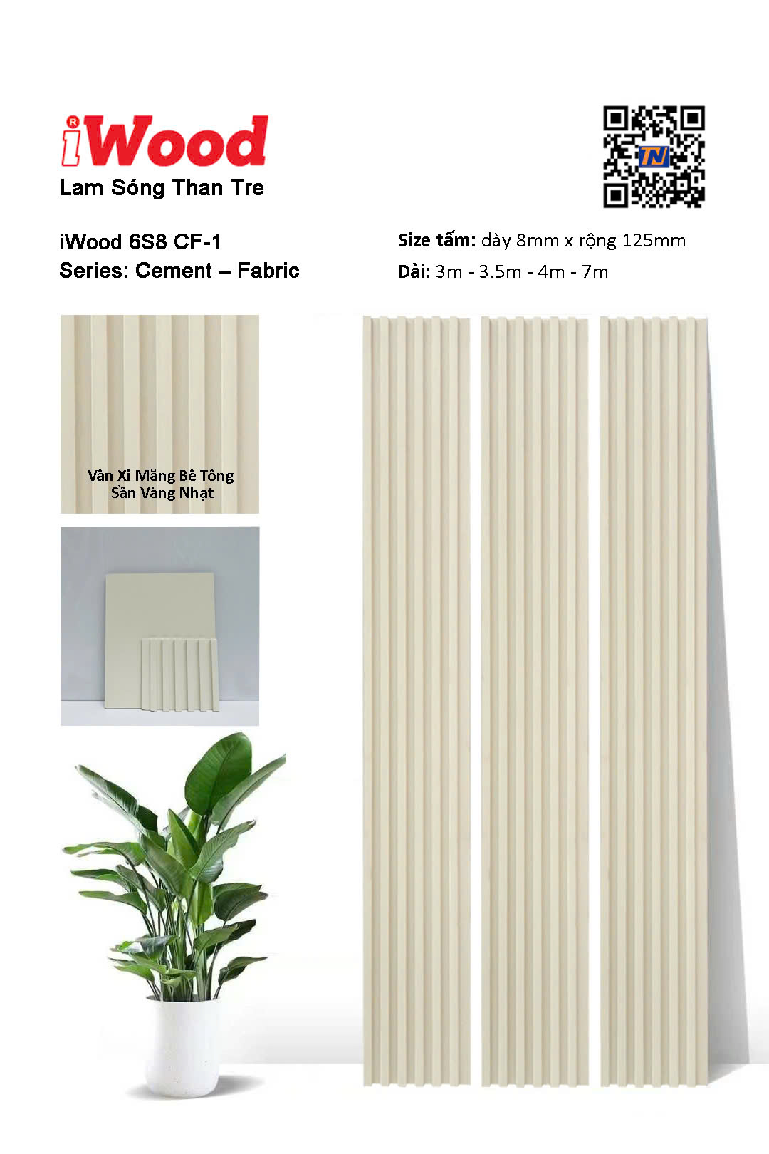Tấm lam sóng flim than tre iWood 6S8 CF-1