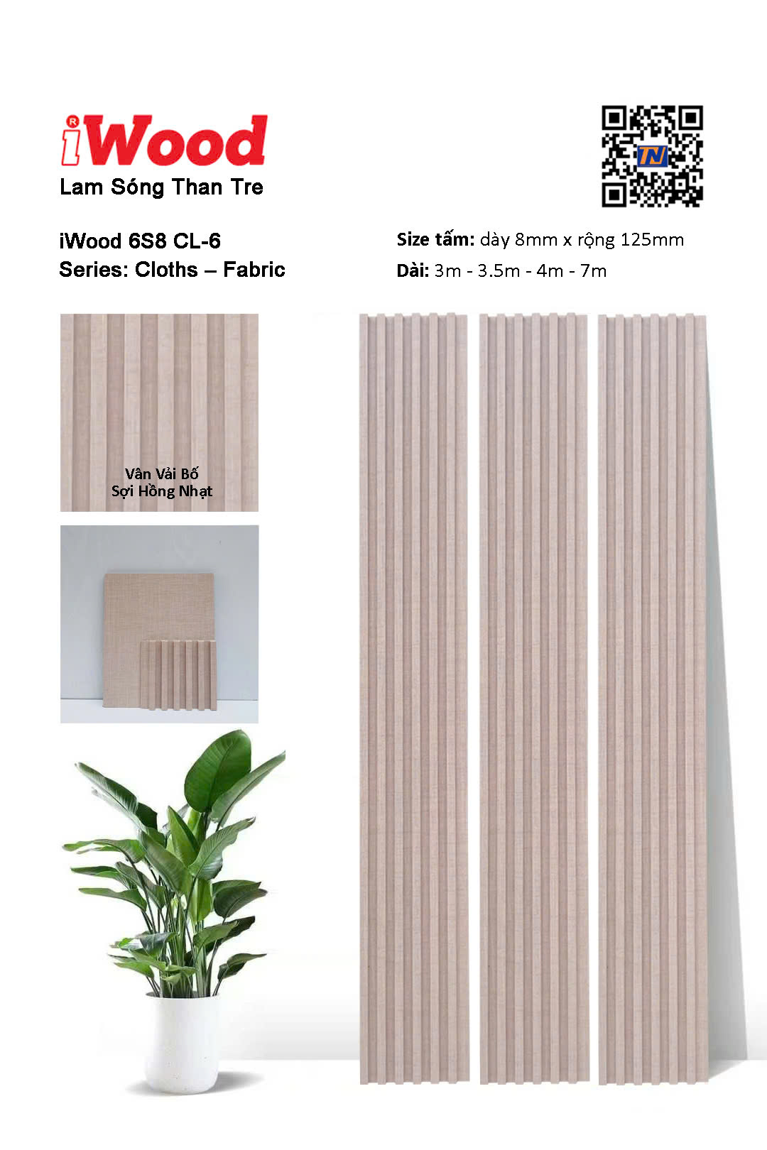 Tấm lam sóng flim than tre iWood 6S8 CL-6