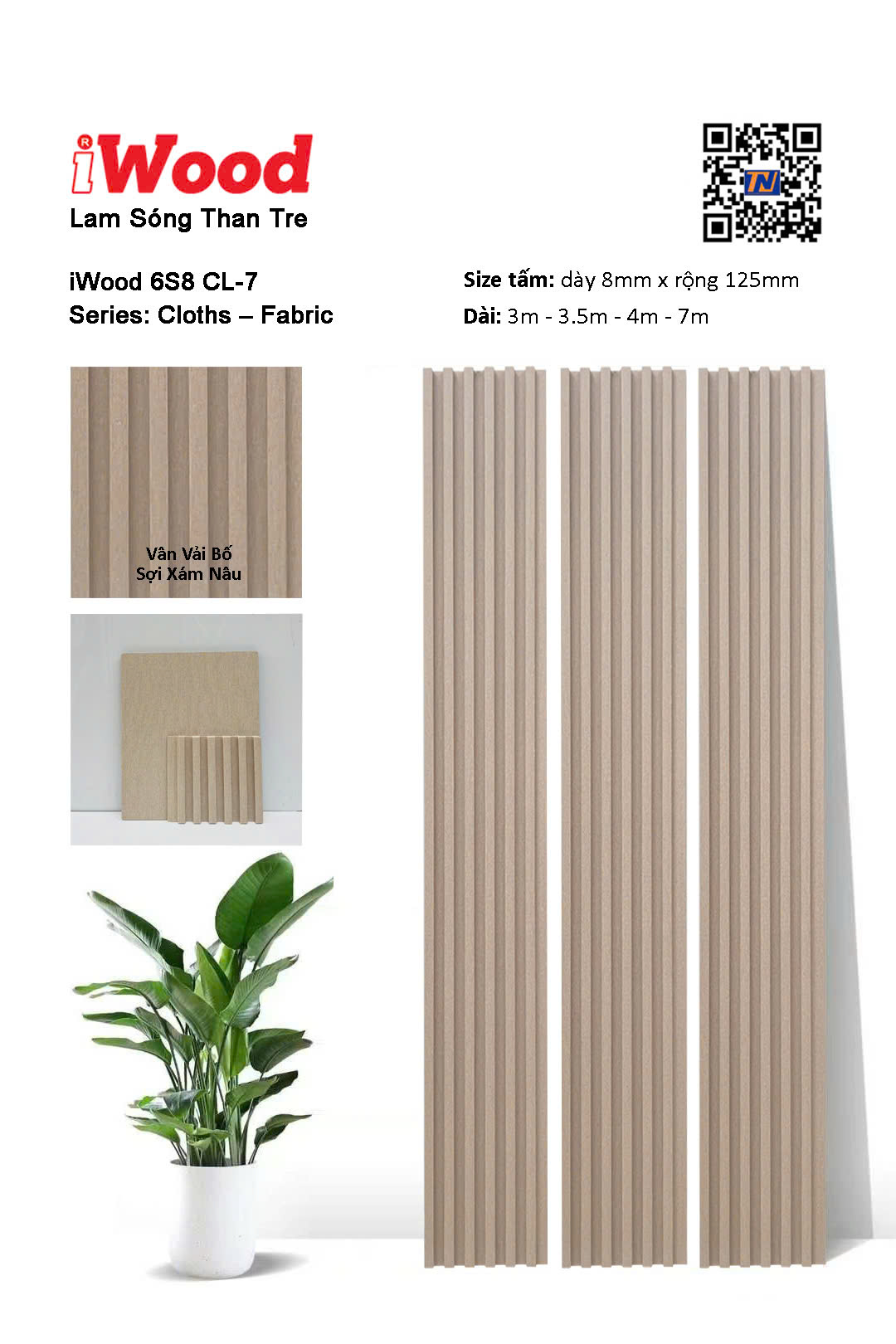 Tấm lam sóng flim than tre iWood 6S8 CL-7