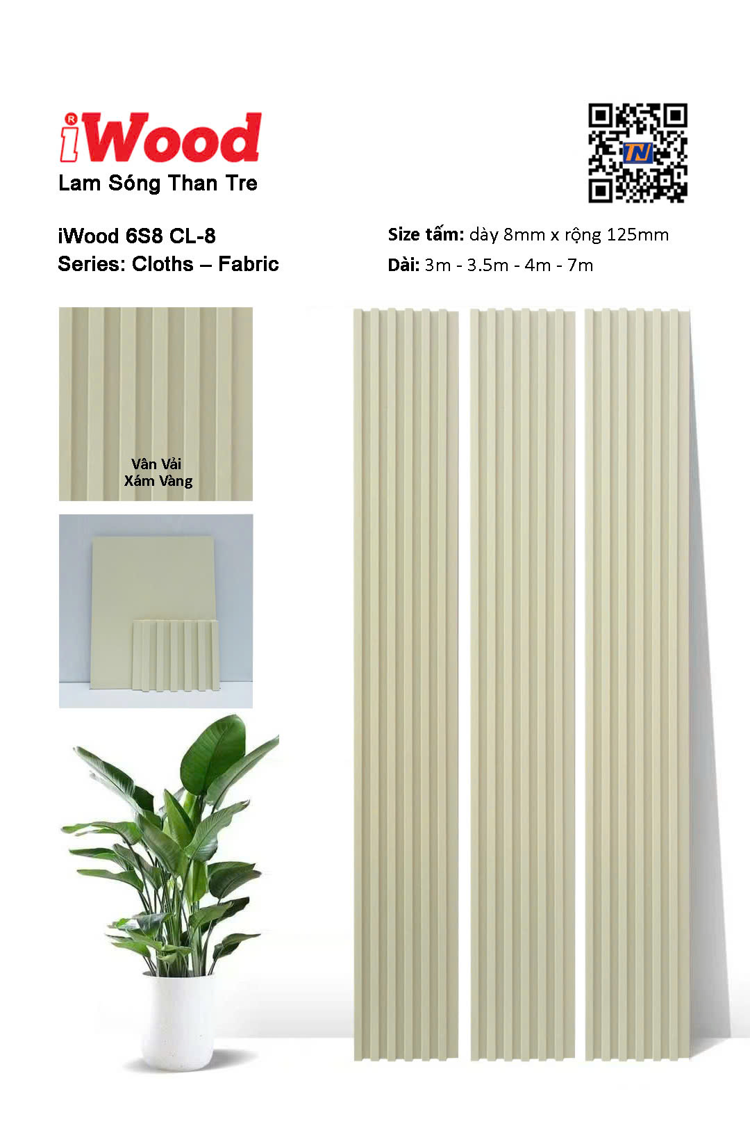 Tấm lam sóng flim than tre iWood 6S8 CL-8