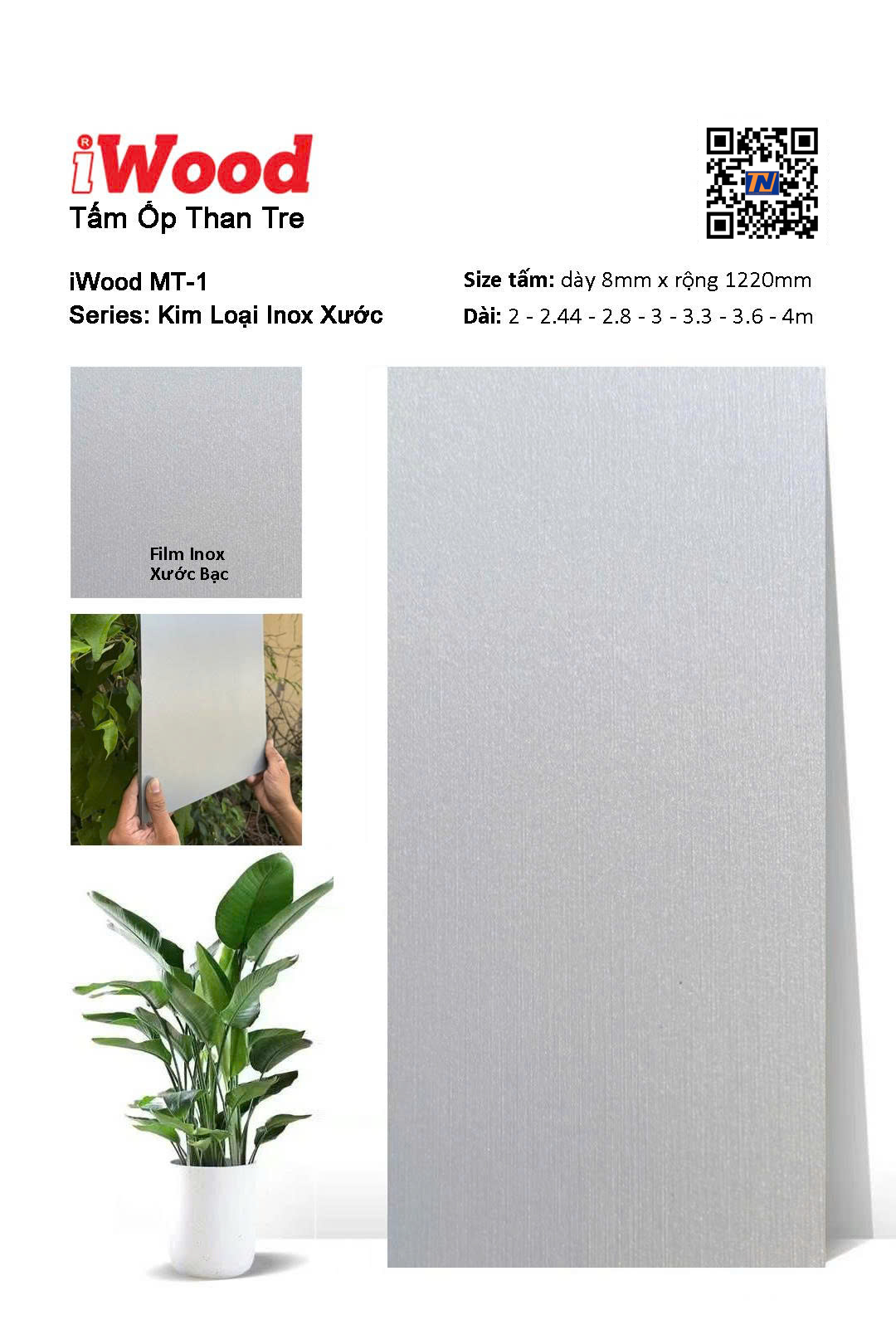 Tấm Ốp Than Tre Inox Xước MT-1