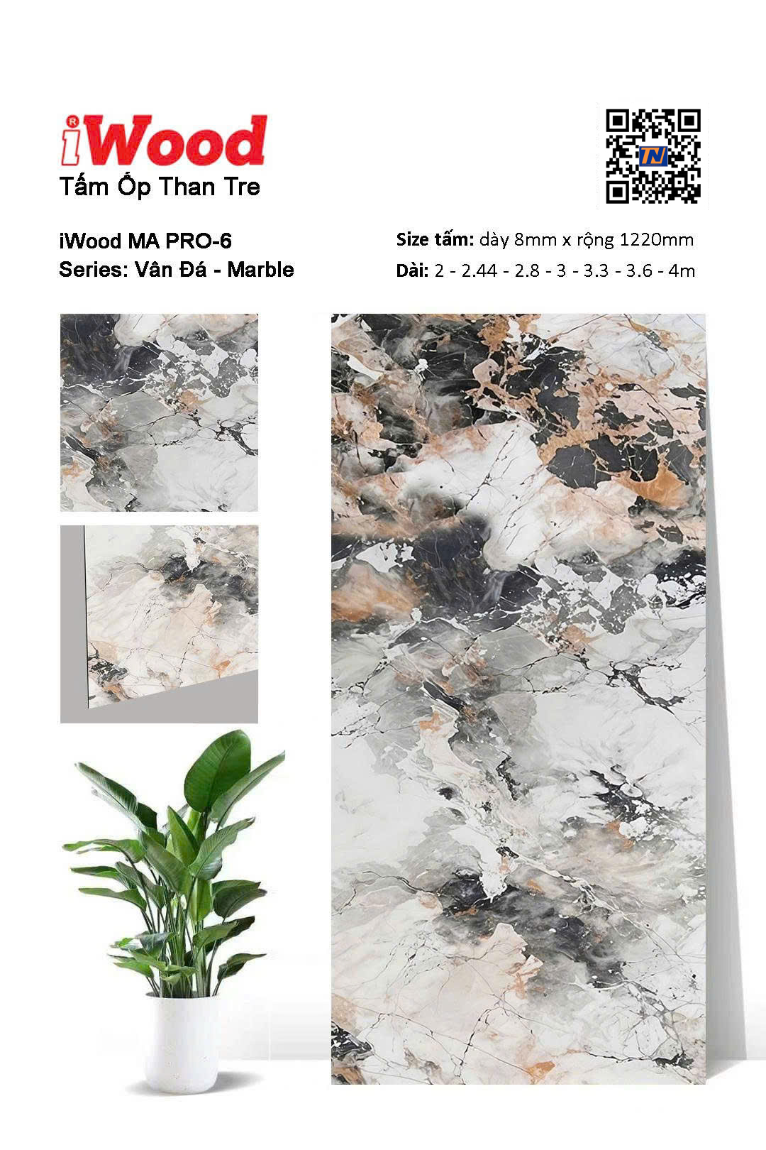 Tấm ốp than tre vân đá MA PRO-6