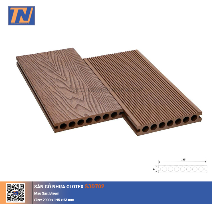 Sàn gỗ nhựa Glotex S3D702_Brown