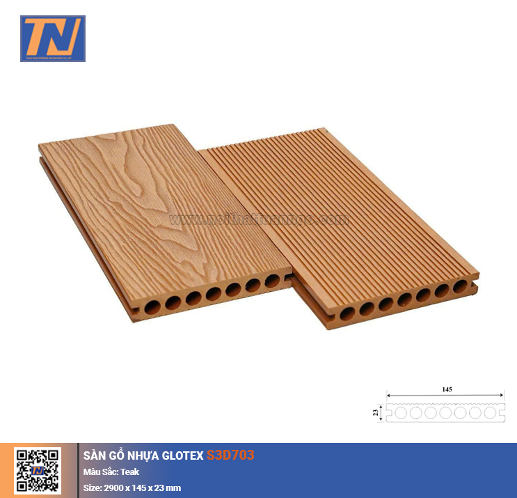 Sàn gỗ nhựa Glotex S3D703_Teak