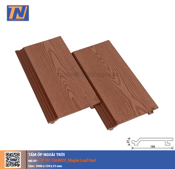 Tấm gỗ nhựa ốp tường trần OP2D_MapleLeafred