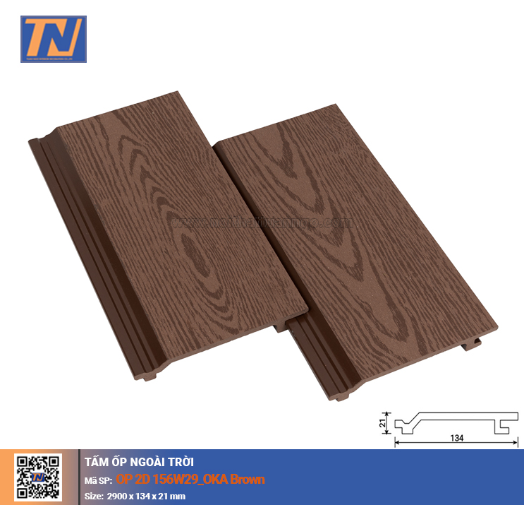 Tấm gỗ nhựa ốp tường trần OP2D_OKABrown