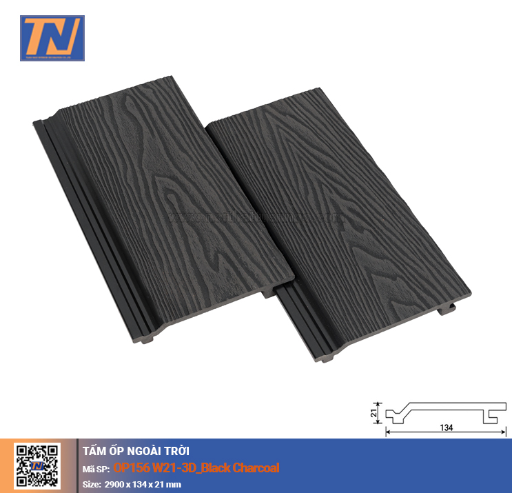 Tấm gỗ nhựa ốp tường trần OP3D_Blackcharcoal