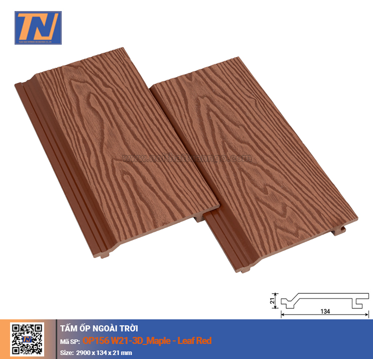 Tấm gỗ nhựa ốp tường trần OP3D_Maple Leaf Red