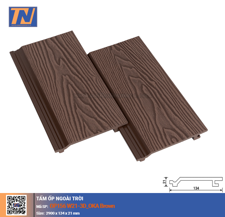 Tấm gỗ nhựa ốp tường trần OP3D_OKA-Brown