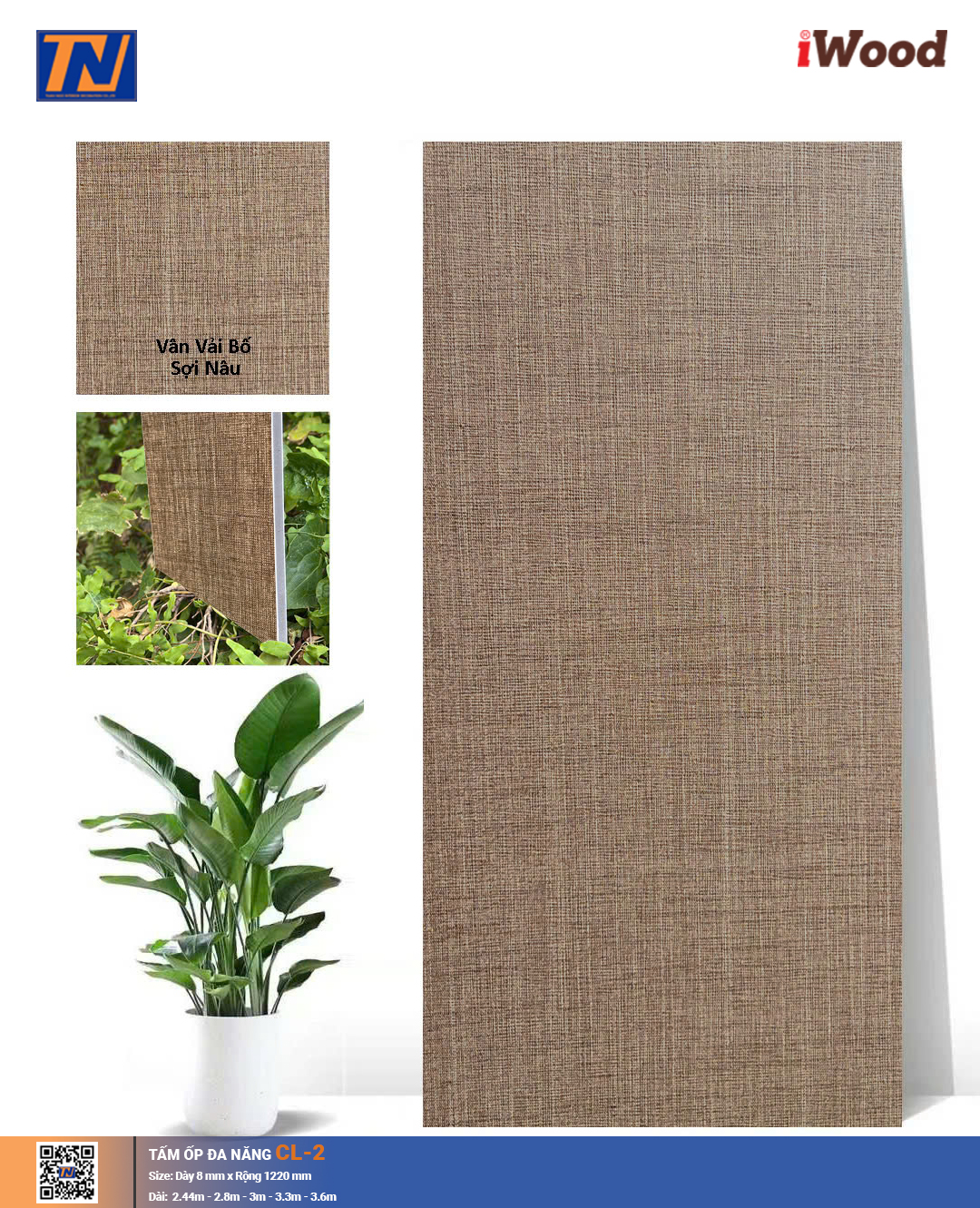 Tấm ốp đa năng than tre vân vải CL-2