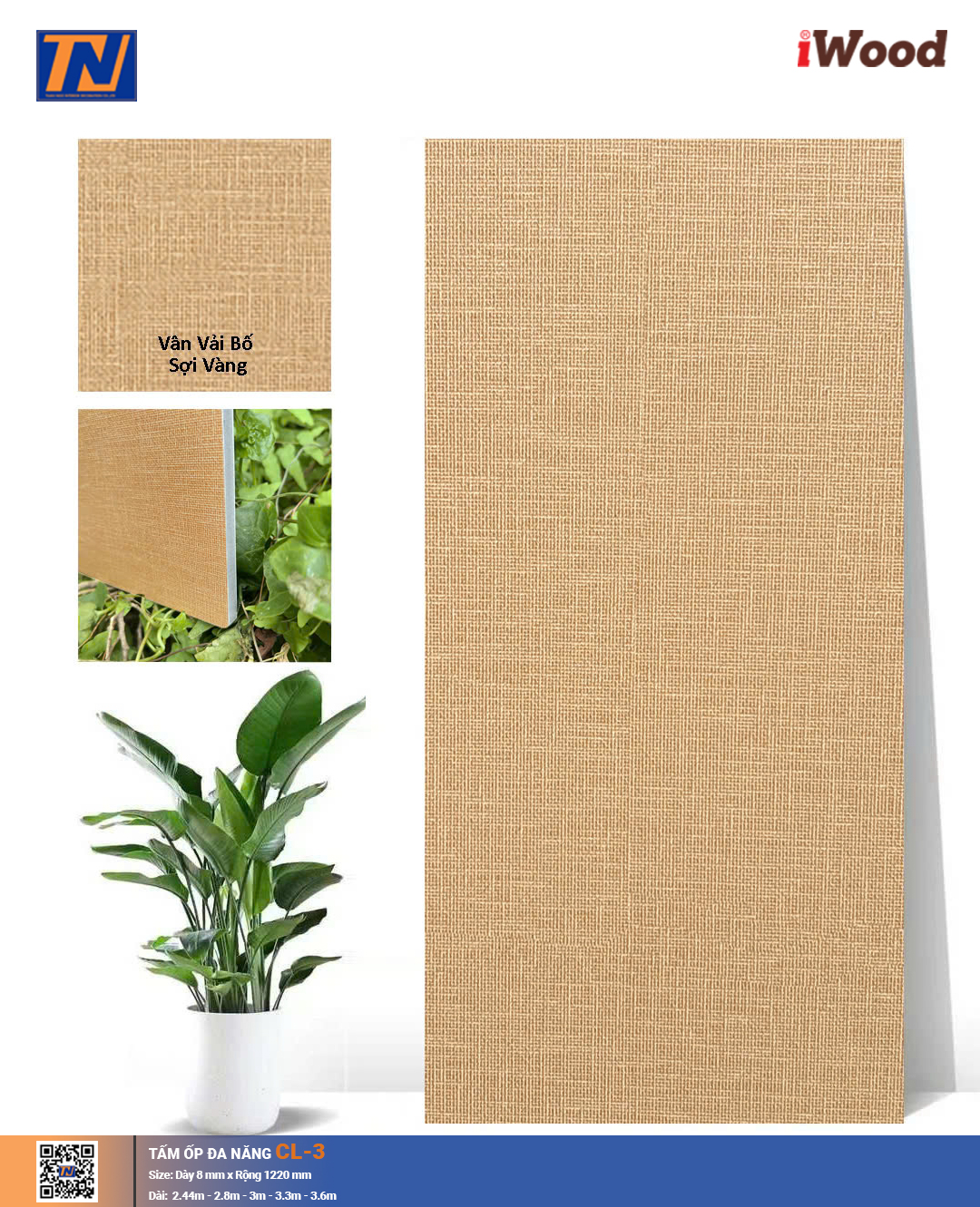 Tấm ốp đa năng than tre vân vải CL-3