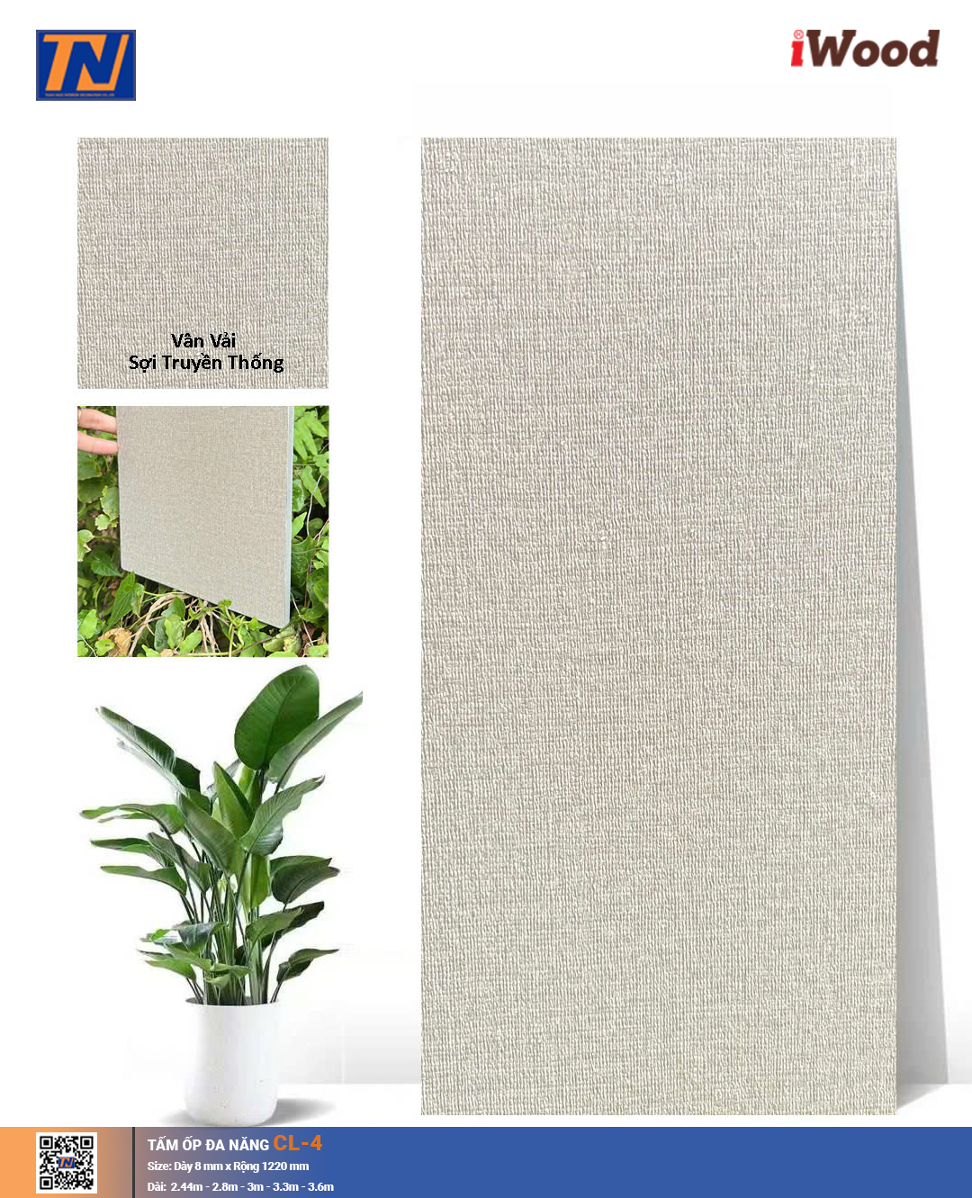 Tấm ốp đa năng than tre vân vải CL-4