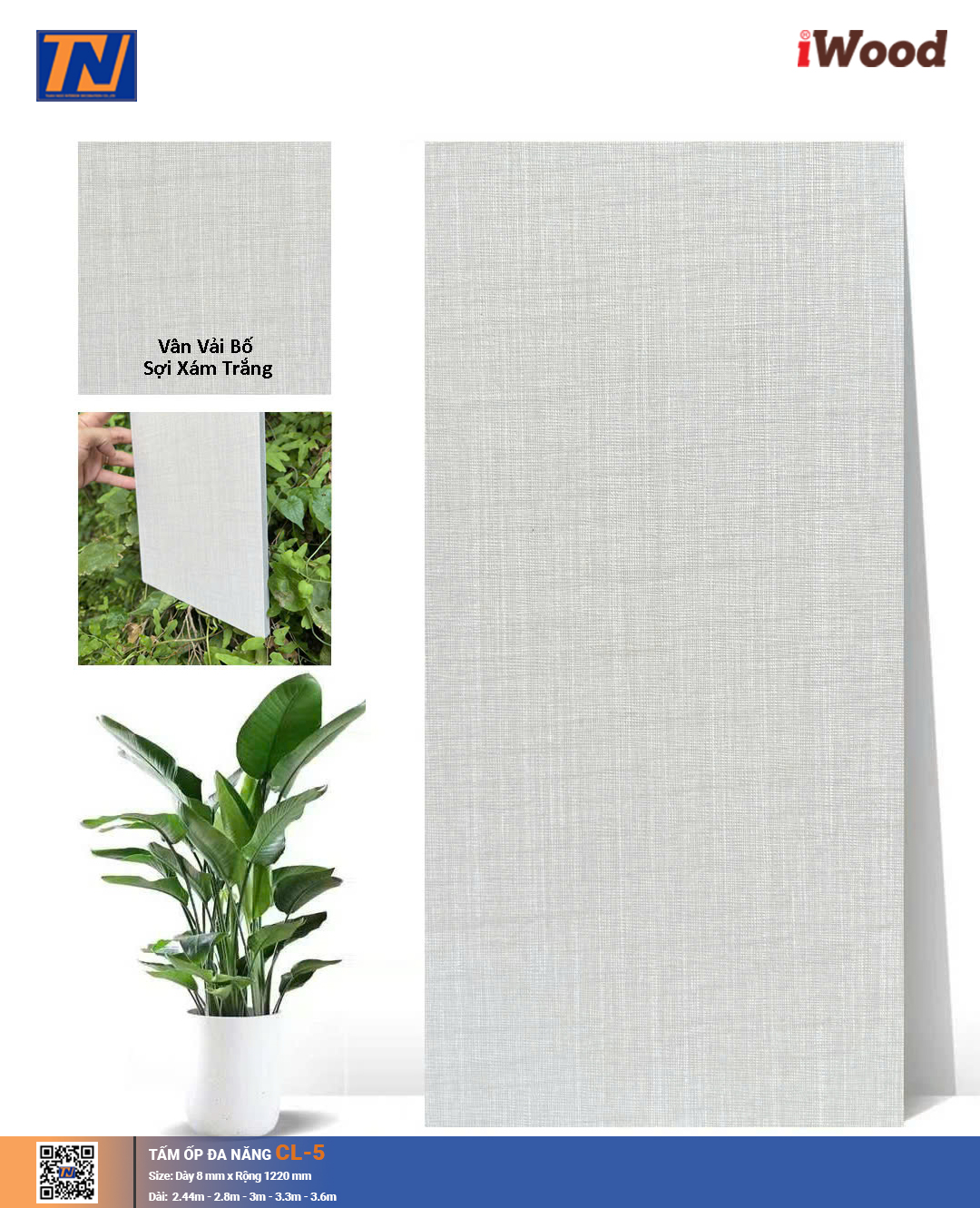 Tấm ốp đa năng than tre vân vải CL-5