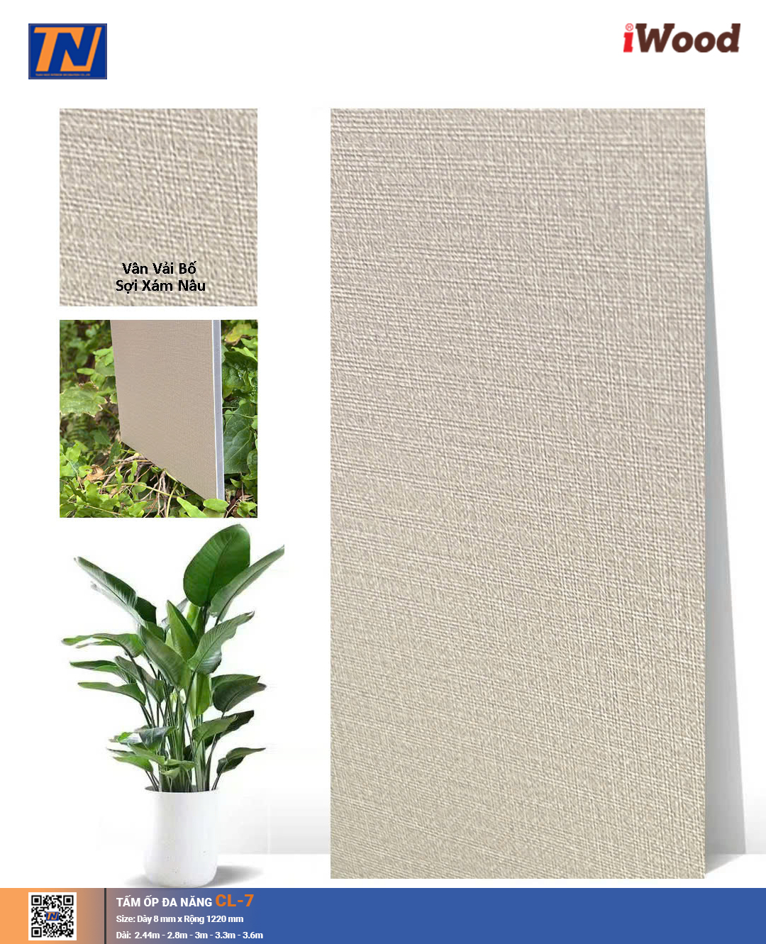 Tấm ốp đa năng than tre vân vải CL-7