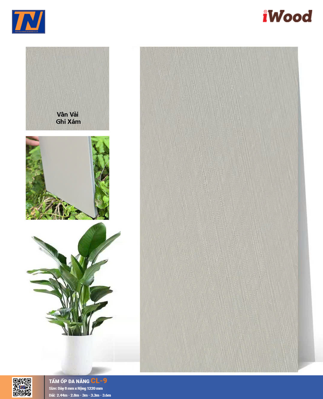 Tấm ốp đa năng than tre vân vải CL-9