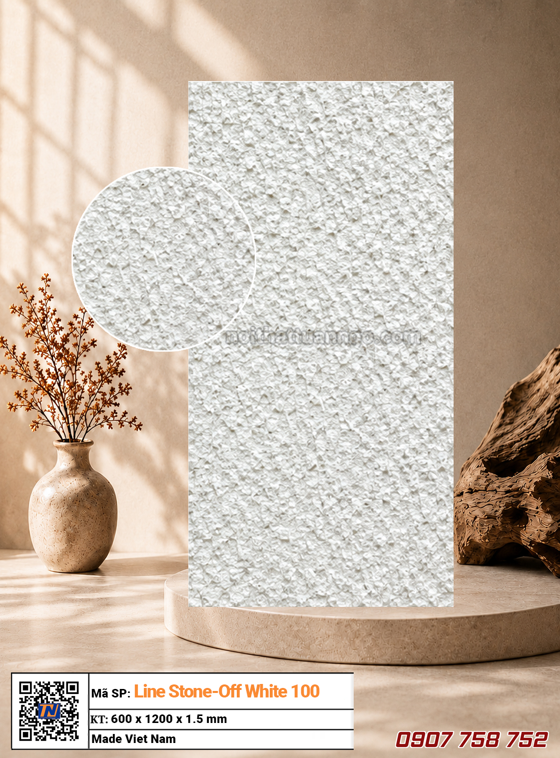 Tấm ốp đá dẻo Line-Stone-Off-White-100_1.5mm
