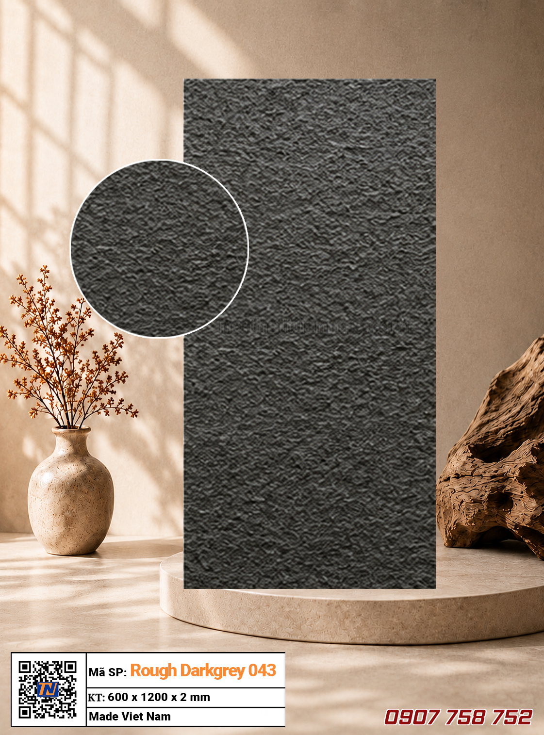 Tấm ốp đá dẻo Rough-Darkgrey-043_2mm