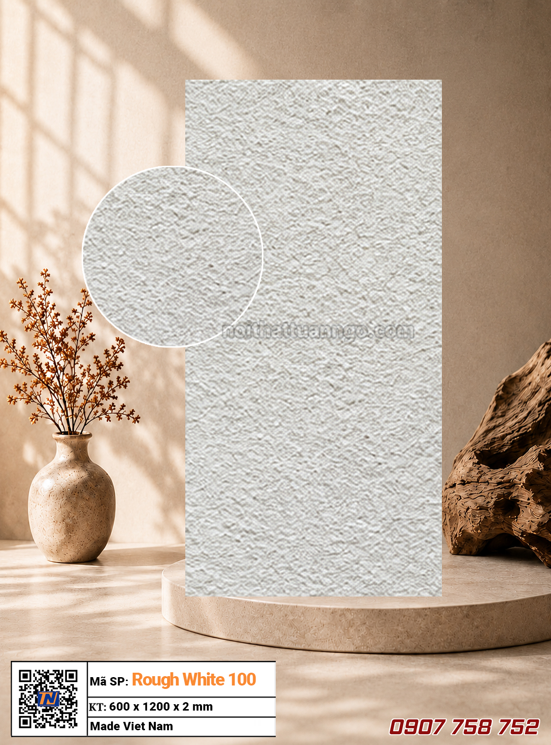 Tấm ốp đá dẻo Rough-White 100_2mm