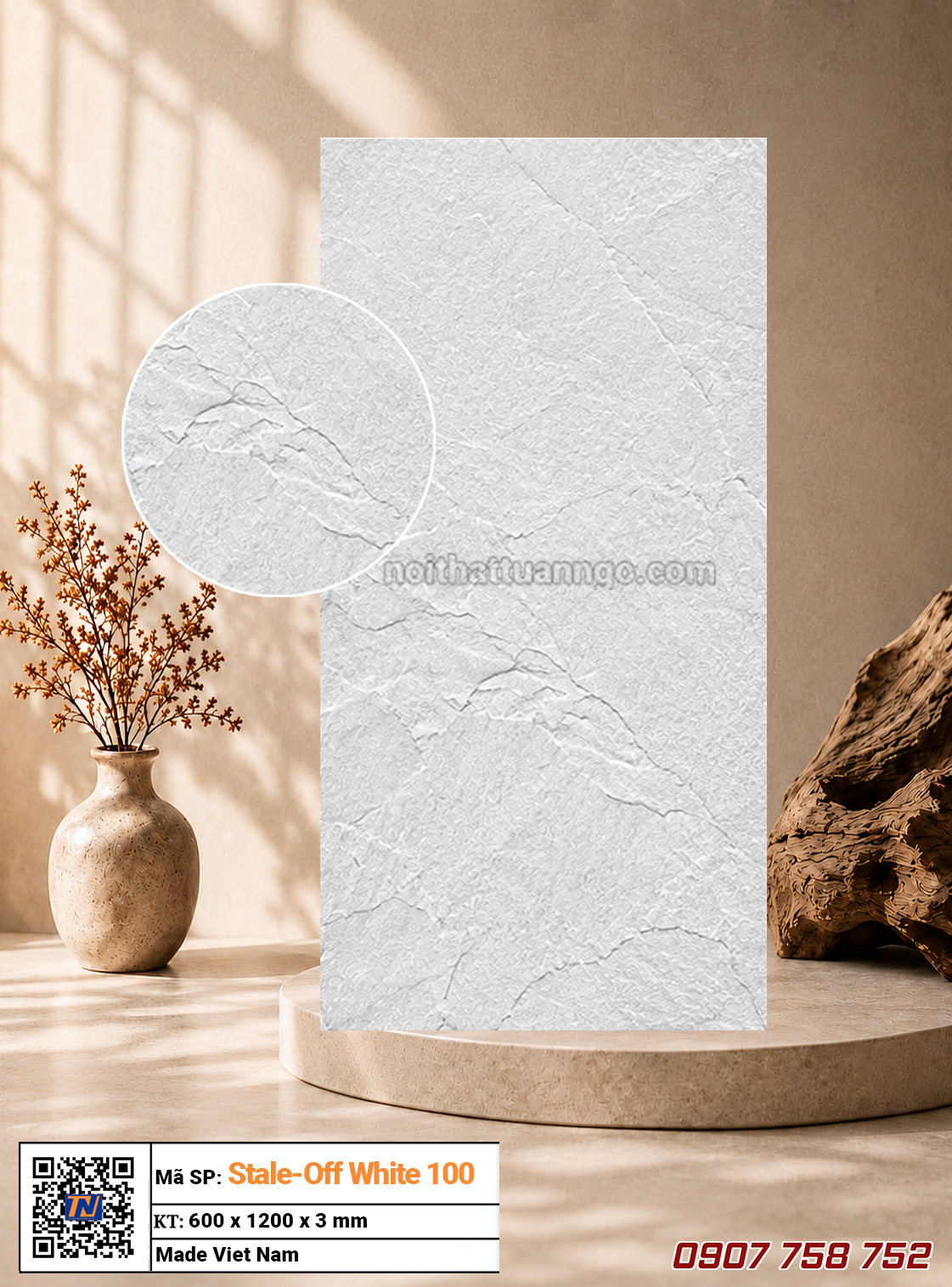 Tấm ốp đá dẻo Stale-Off-White 100