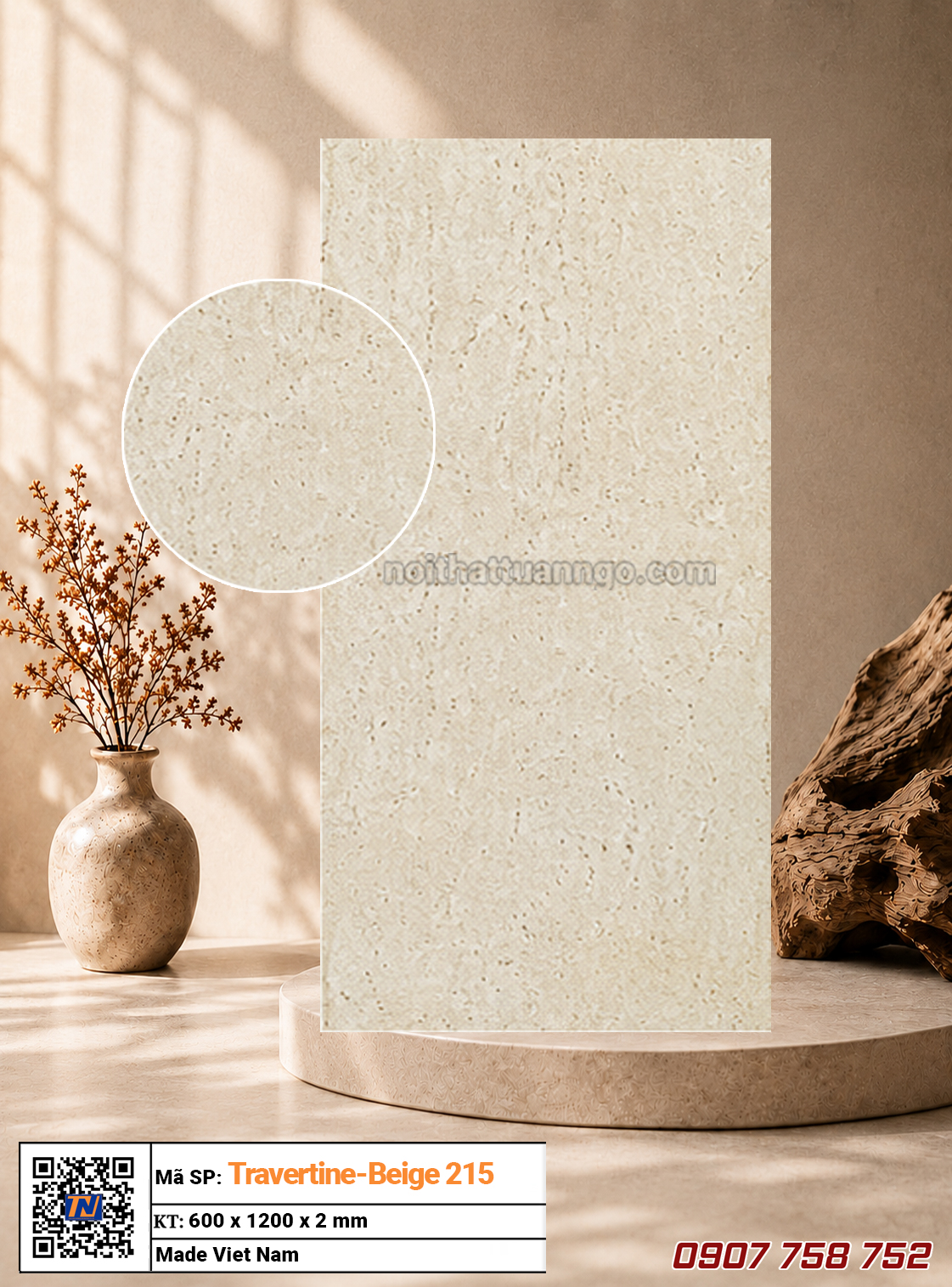 Tấm ốp đá dẻo Travertine-Beige 215