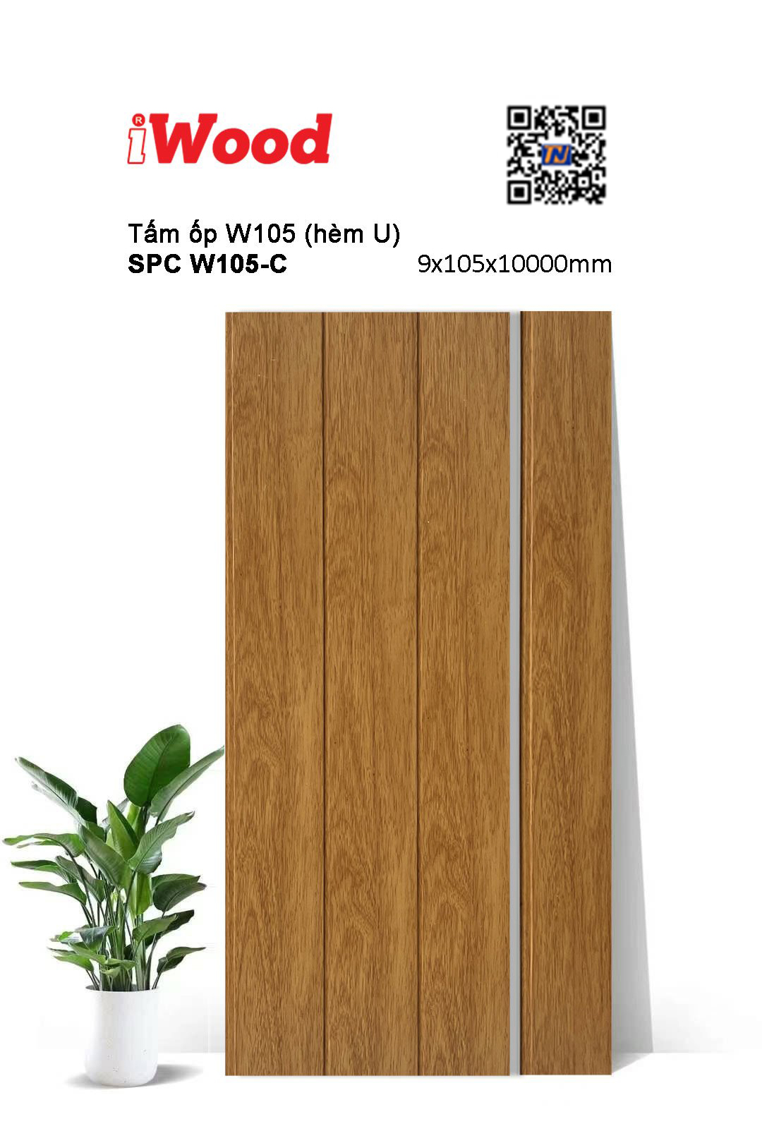 Tấm ốp hèm U iWood SPC W105-C