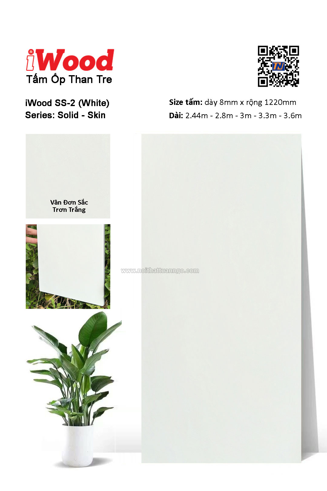 Tấm ốp đa năng than tre vân đơn sắc SS-2