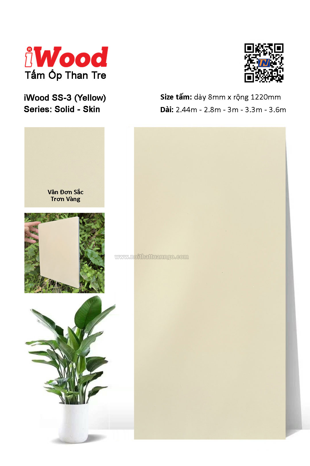 Tấm ốp đa năng than tre vân đơn sắc SS-3