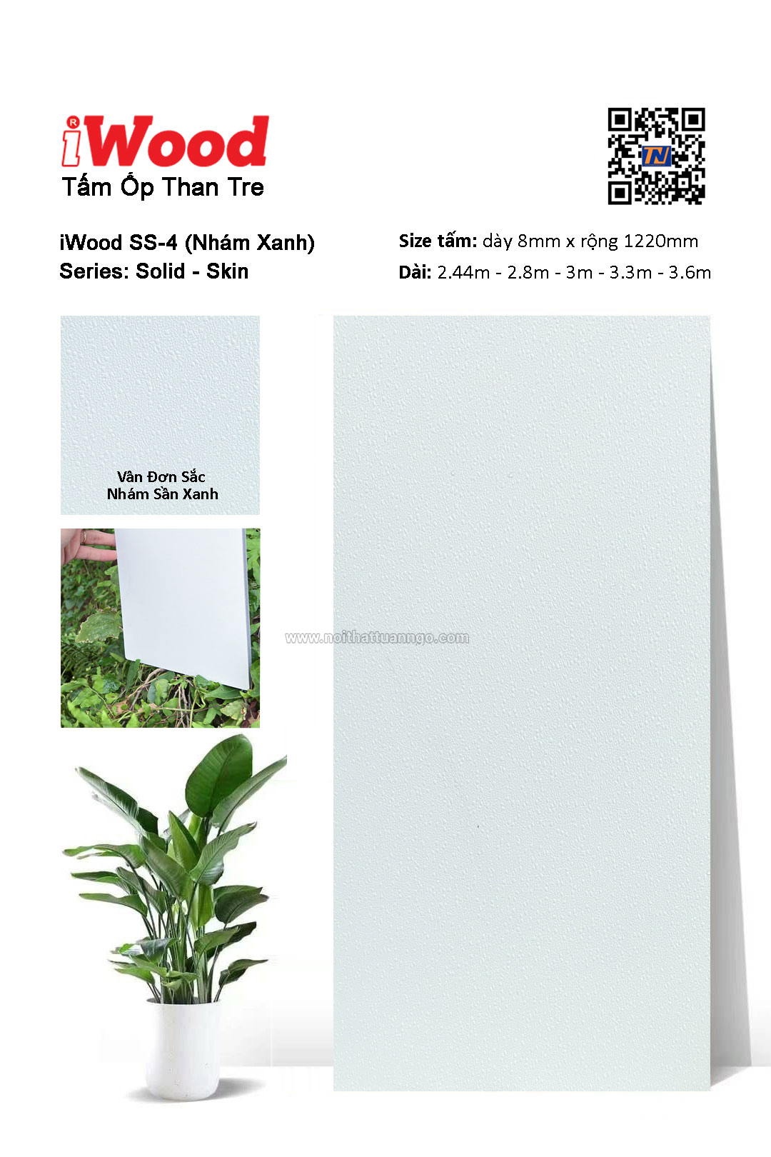 Tấm ốp đa năng than tre vân đơn sắc SS-4