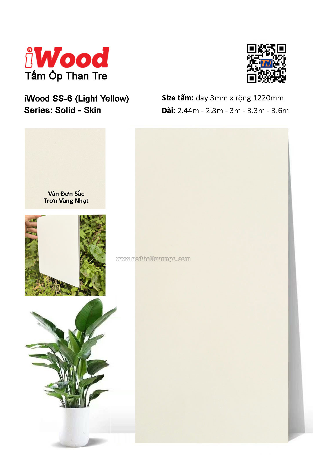 Tấm ốp đa năng than tre vân đơn sắc SS-6