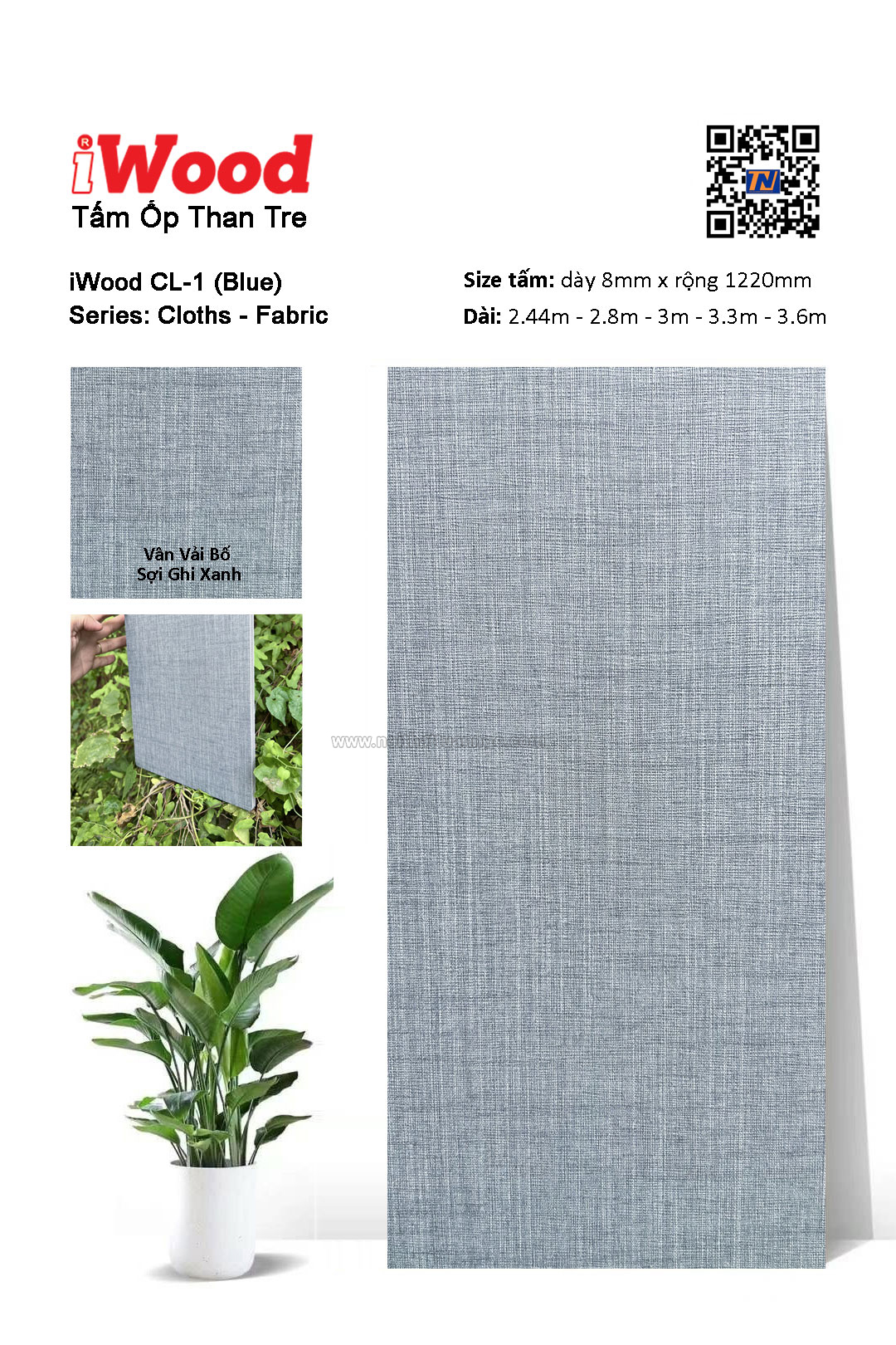 Tấm ốp đa năng than tre vân vải CL-1