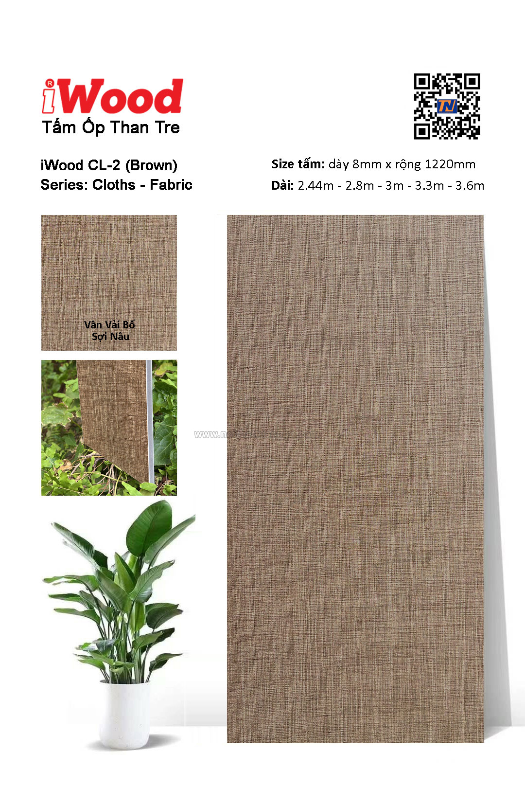 Tấm ốp đa năng than tre vân vải CL-2