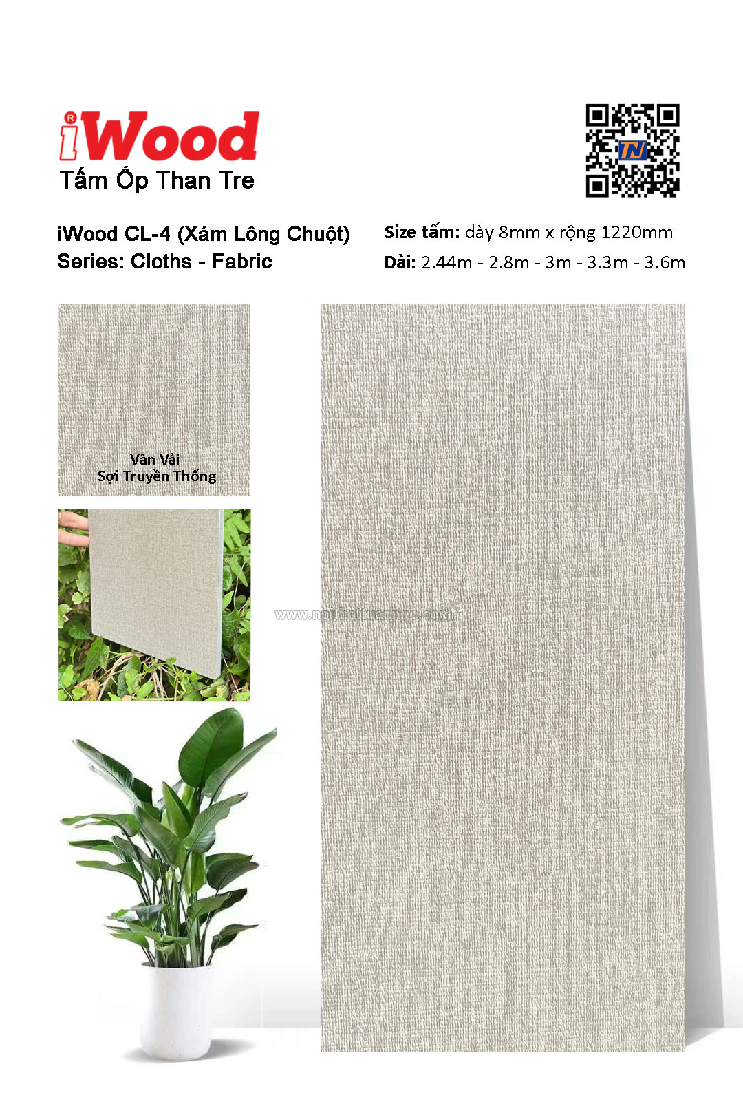 Tấm ốp đa năng than tre vân vải CL-4