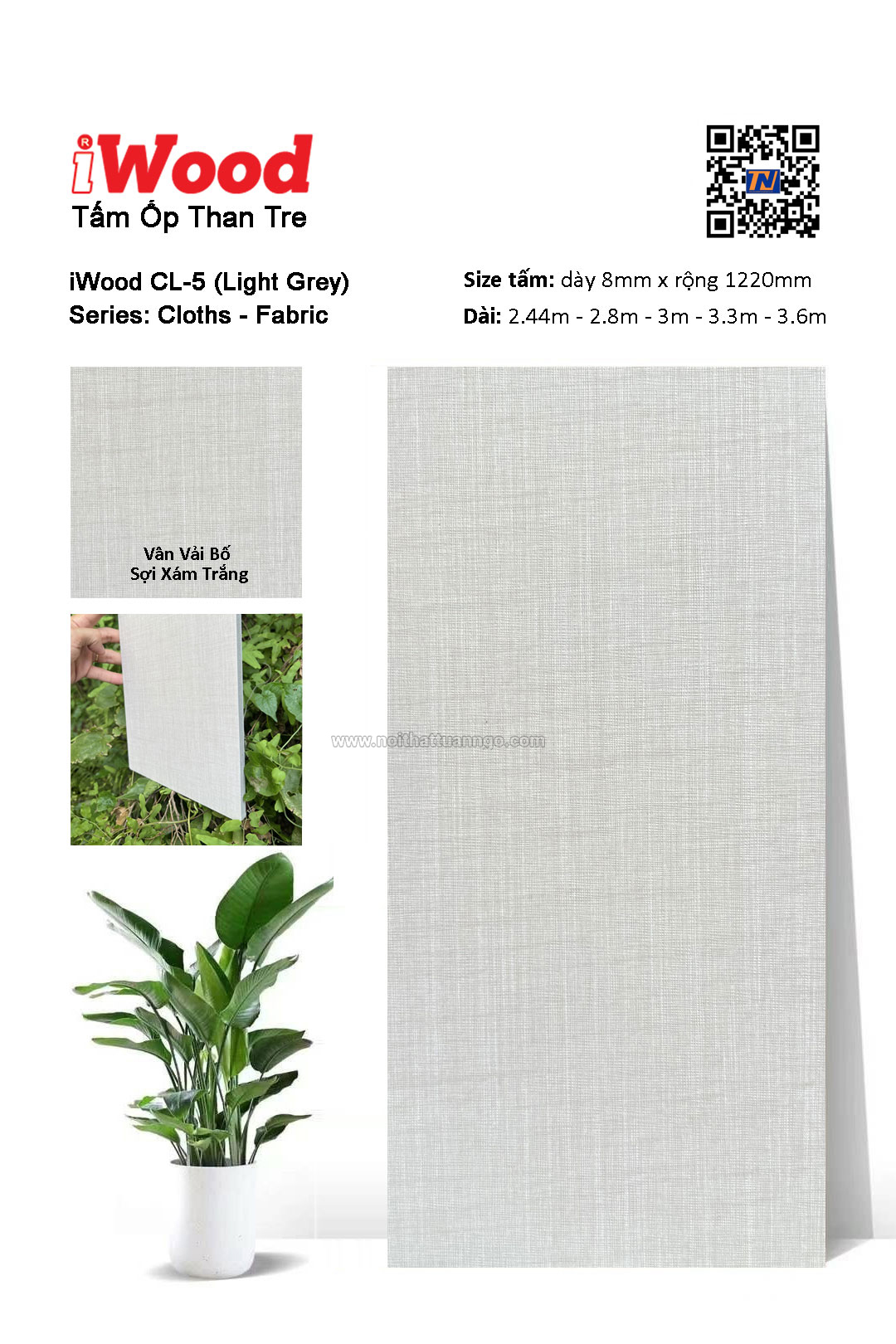 Tấm ốp đa năng than tre vân vải CL-5