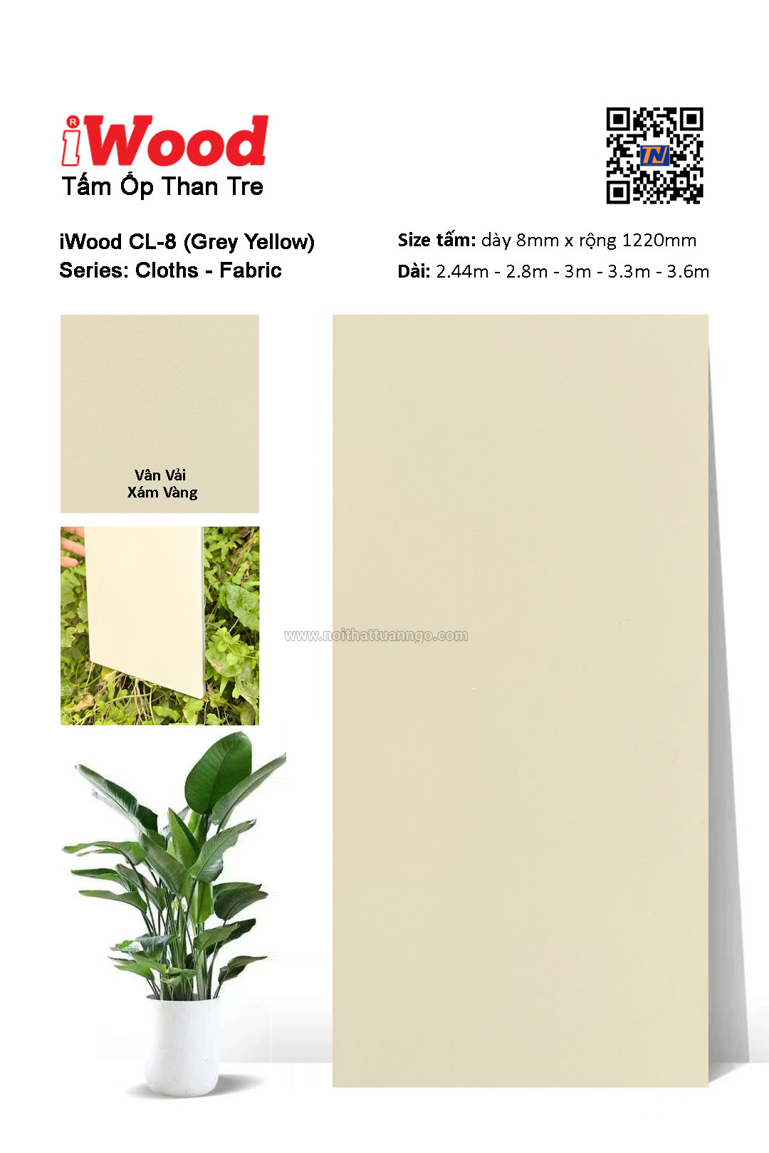Tấm ốp đa năng than tre vân vải CL-8