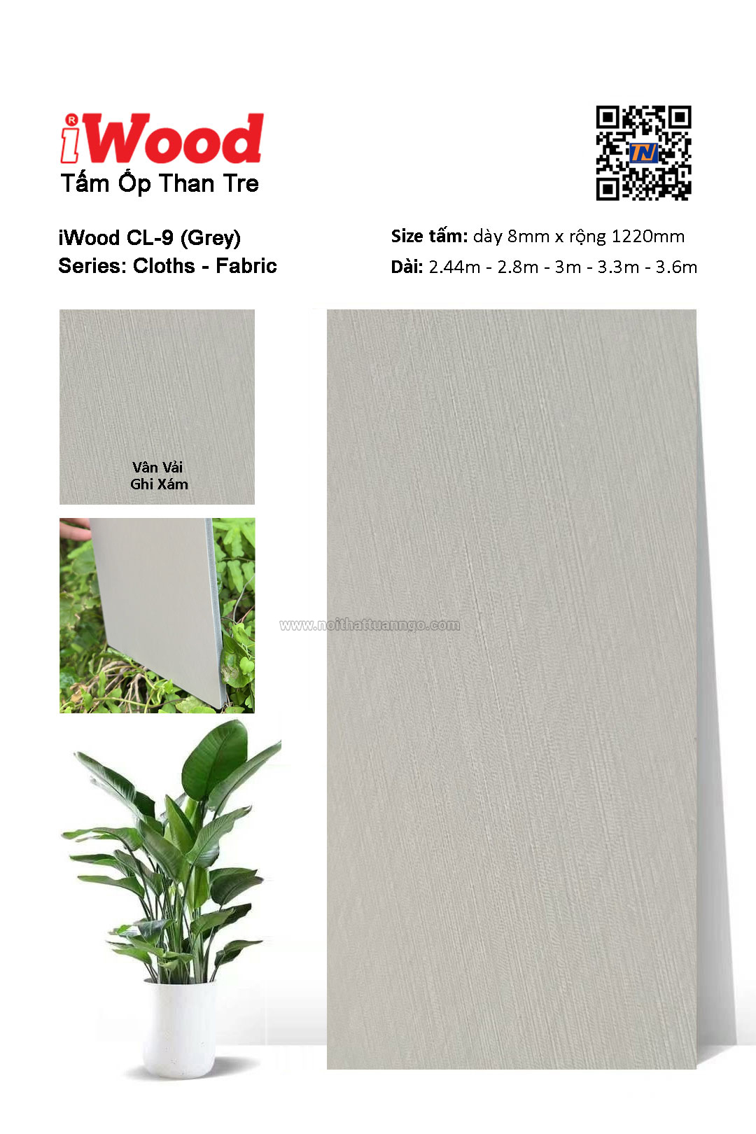 Tấm ốp đa năng than tre vân vải CL-9