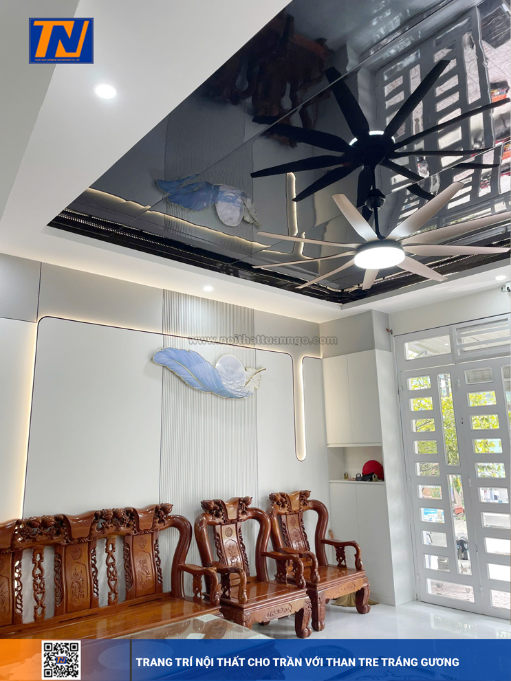 Tấm ốp đa năng sợi than tre tráng gương ốp trần